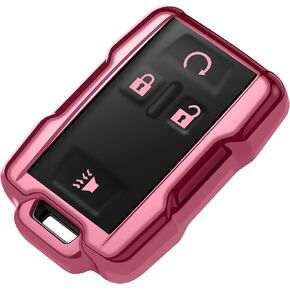Tukellen for Chevrolet Key Fob Cover Soft TPU Full Protection Key Shell Key Case Compatible with Chevrolet Chevy Silverado Suburban Tahoe Colorado GMC Sierra Yukon Canyon 4 Buttons (Red)