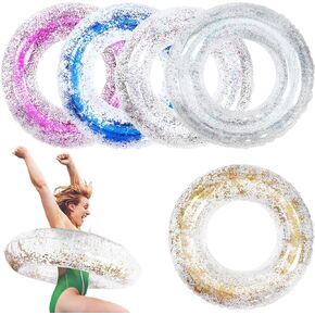 5 قطع 33 بوصة حلقات سباحة قابلة للنفخ لحمام السباحة، أنابيب داخلية لامعة، حلقات حمام سباحة تطفو في الصيف، حلقات سباحة شفافة للأطفال والكبار، مستلزمات حفلات إجازة الشاطئ in Kuwait