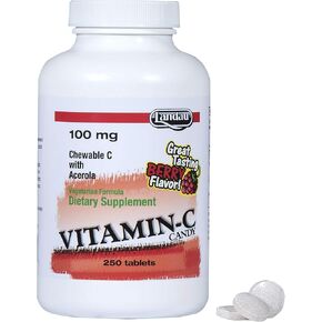 Landau 100mg Chewable Vitamin C Candy for Kids & Adults – Easy-to-Take Vitamin C Supplement with Acerola – Kosher & Made in The USA – Great Tasting Berry Flavor, 250 Tablets in Saudi Arabia