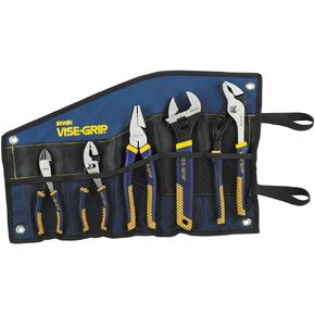 IRWIN VISE-GRIP Pliers Set with Tool Wrap, 5-Piece (2078708), Blue