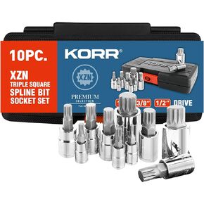 KORR Tools KSS009 10pc XZN Triple Square Spline Bit Socket Set