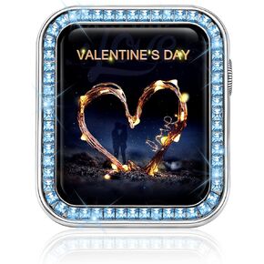 top4cus Valentine's Gift iwatch 42mm Case Compatible with Apple Watch 42mm: Iwatch Diamond Brilliant Cover Zinc Alloy Bumper Zircon Frame for Apple Watch Series Series 3/2/1 (Nemophila, 42mm)