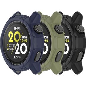 Chofit Intended for Coros Pace 3 Case Soft TPU Bumper Frame Flexible Rugged Protective Shell Smartwatch Accessories for Coros Pace 3 Cover Case (Black&DarkBlue&Green)
