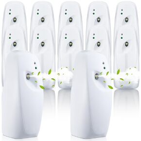 12 Pack Automatic Air Freshener Spray Dispenser Free Standing or Wall Mounted Aerosol Spray Dispenser Mist Release Settings Adjustable Scent Sprayer for Indoor, Rooms,home,offices, Hotels