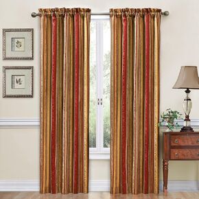 Waverly Traditions Stripe Ensemble Rod Pocket Valance for Windows in Bedroom, Kitchen, or Living Room, 52" x 16", Antique
