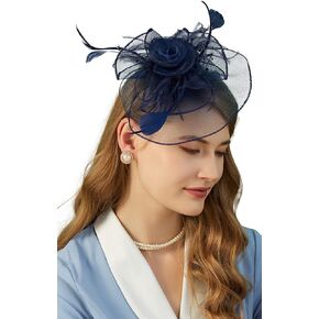 قبعة Cizoe Fascinators للنساء مع حجاب شبكي من الريش وعصابة رأس لحفلات الزفاف وحفلات الشاي وحفلات الكوكتيل
