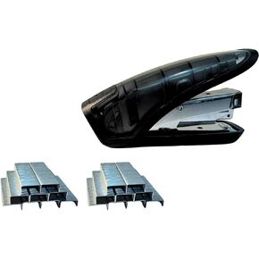 Heavy Duty Cool Desktop Stapler, Effortless One Touch Staplers for Desk, School, Teachers, Saddle, and Plier Staplers with Staples, Engrapadoras para Papel, Black