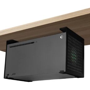 Metal Under Desk Mount Compatible with Xbox Series X with Anti-Scratch Silicone (Black)
