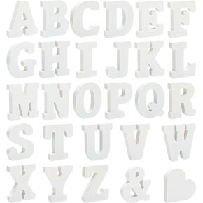3 Inch 56 Pieces White Wood Letters Table Standing Alphabet Letters for Crafts Wedding Party Home Decor