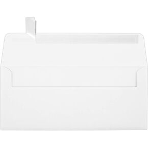 LUX Paper #10 Square Flap Envelopes with Peel & Press, 4 1/8" x 9 1/2" - 80lb. Bright White, 250 Pack (4860-80W-250)