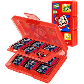 oqpa for Nintendo Switch Game Case for Switch/OLED/Lite Game Card with 24 Game Slots & 2 Micro SD Card Slots Cute Cartoon Design Holder for Switch Cartridge Storage Organizer for Girls Boys,Black
