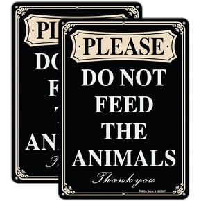 Faittoo Please Do Not Feed The Animals Sign, 2-Pack 10 x 7 Inch Reflective Rust Free Aluminum, UV Protected, Weather/Fade Resistant, Easy to Install and Read, Indoor/ Outdoors Use