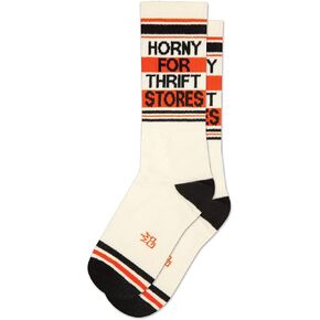 Gumball Poodle HORNY FOR THRIFT STORES Unisex Crew Socks (Made in the USA)