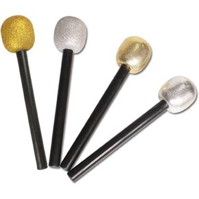 Teensery 4 Pcs Glittered Microphone Stage Mic Costume Prop Bling Fake Microphone Decorative Prop for Birthday Party Favors
