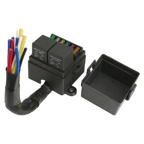 Pre-Wired Fuse Relay Box Waterproof, 2 Relay Slots and 6 ATC/ATO Fuse Holder, with 2 4-Pin 80A Relays and 6 ATC ATO Fuses, Relay Fuse Block Compatible with Car Truck Boat RV Automotive Marine