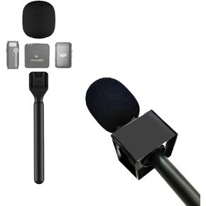 Stand Holder Mic Flag for DJI Mic 1/2 / Rode Wireless GO II Handle Wireless Interview Lavalier Microphone Adapter Handheld Mount for Osmo Pocket 3 Mic 2 Transmitter/Hollyland Lark M1 /Synco/Movo