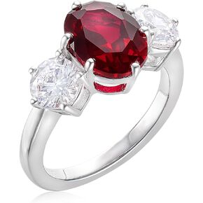 3-Stone Ruby Promise Ring for Women 925 Sterling Silver Infinity Wedding Engagement Ring for Women Girlfriend Size 5-9