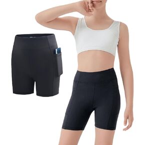 شورت للفتيات للكرة الطائرة مقاس 5 بوصات مع جيوب، شورت للأطفال لراكبي الدراجات الرياضية مصنوع من الألياف اللدنة والجري والرقص واليوجا والجمباز