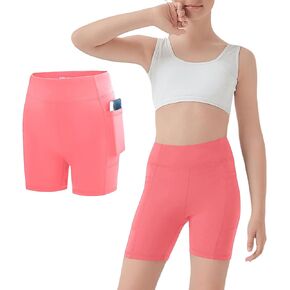 5" Girls Volleyball Shorts with Pockets, Kids Biker Athletic Spandex Running Cheer Dance Yoga Gymnastics Shorts