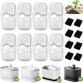 8 Pack Cat Water Fountain Filter Replacement, Compatible PETLIBRO 2.5L/84oz Cat Water Fountain PLWF005/PLWF115, Cat Fountain Filters for Petlibro Water Filter Replacement with 8Pack Pre-Filter Sponges