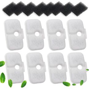 Cat Water Fountain Filter, 16 Pack Cat Fountain Filter Replacement with 16 Sponges Compatible With PETLIBRO® Dockstream Tomxcute Cat Water Fountain PLWF005 / PLWF105 / PLWF115
