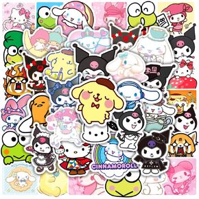 50pcs Cute Kawaii San-Rio Kuro mi Me lody Cinnamo roll Stickers for Skateboard Trunk Laptop Computer Water Bottles Car Teens Boys Girls Decal Waterproof Sticker