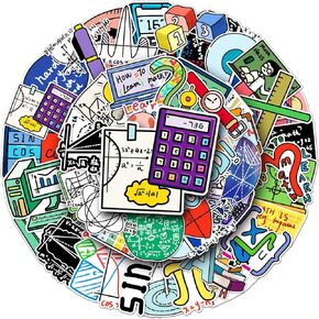 ملصقات الرياضيات ملصقات العلوم Geek Graffiti ملصقات مقاومة للماء - مكافآت رائعة للطلاب - تزيين الكمبيوتر المحمول وأمتعة الجيتار وزجاجة المياه وزجاجة المياه - 108 قطعة