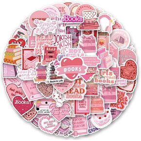 125 PCS Pink Book Stickers,Bookish Stickers for Kindle,Booktok Reading Stickers,Aesthetic Kindle Stickers,Bookish Gifts for Woman,Girl,Book Lover