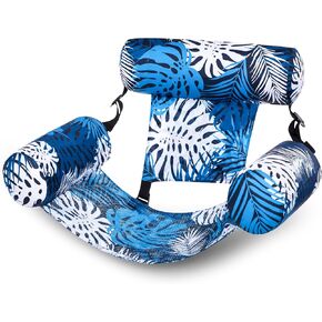 SLOOSH Pool Floats Chairs Adult,Inflatable Pool Lounge,Plant Pattern Floating Mat Hammock,Blow up Water Chairs Noodles rafts for Party Summer Water Beach Fun