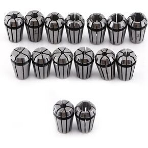 15PCS ER11 Collet Set， ER11 Spring Collet Set for CNC Engraving Milling Lathe Chuck Tool, 1.0mm-7.0mm & 1/4", 1/8"