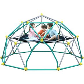 مركز لعب تسلق القبة الهندسية من ميراكس، برج تسلق للأطفال بطول 10 أقدام مع أرجوحة، فولاذ مقاوم للصدأ والأشعة فوق البنفسجية يدعم 1000 رطل، معدات لعب خارجية في صالة الألعاب الرياضية في الغابة، أخضر in Kuwait