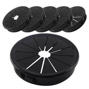 6Pcs Black Flexible Cable Grommets, 1-1/2 Inch Petal-Shaped Buckle Wire Cable Hole Cover for Cabinet Wire Cord Cable Management and Protection