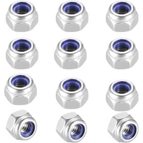 M6x1mm Nylon Lock Nuts,50pcs 304 Stainless Steel Nylon Insert Hex Lock Nuts for Industrial and Construction Fasteners