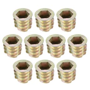 uxcell Furniture Threaded Insert Nuts Zinc Alloy M10 Internal Threads 20mm Length 10pcs