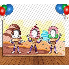 Ice Cream Hole in Face Cutout, 42 x 72 Inch, Photo Banner Backdrop, Face Background, Play Party, Candy Land Decoration, Photo Props, Party Supplies Decorations