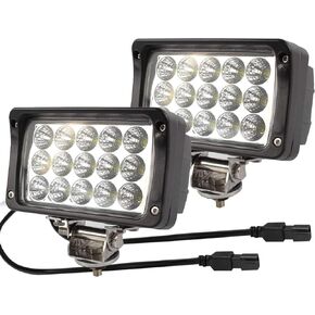 2PACK 6.3IN 12/24volt Super Bright 45W Led Work Lights Rectangular Foglight 4500LM Waterproof 4x6 Flood Offroad Lights Bar for Truck,Tractor,ATV,SUV,UTV,Trailer,Heavy Equipment