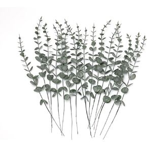 40Pcs Eucalyptus Stems Artificial Eucalyptus Leaves Stems Real Grey Green Touch Leaf Branches for Home Office Flowers Bouquet Centerpiece Wedding Decoration