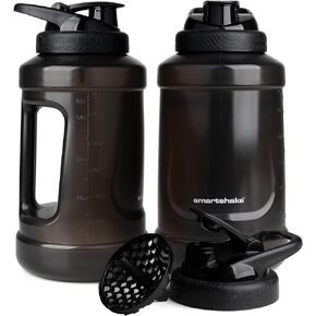 Smartshake Ultimate Jug 1700ml / 55 oz | Leak Proof Screw on lid - BPA Free, Sports Water Bottle - Perfect for Gym - 1.7 Litre Large Clear Container Sports Bottle - Black