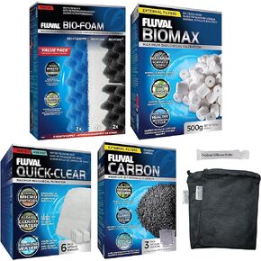 Fluval 306/307 Canister Filter Maintenance & Replacement Filter Media Kit, Including Trident Nova Mesh Bags(Quick Clear/Water polishing Pad, BioFoam, Carbon, Biomax)