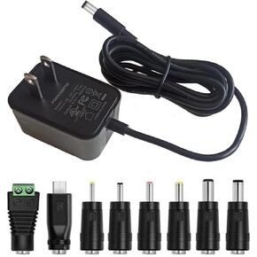 9V Power Supply AC Adapter Universal Charger Compatible with 1000mA 900mA 800mA 700mA 600mA 500mA 400mA 300mA 200mA 100mA Electronics, UL Listed Power Adapter with 8 Interchangeable Jacks