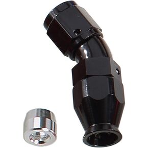 Black Aluminum 45 Degree -12 AN Female to AN12 Full Flow PTFE Hose End Fitting for Teflon Hose One-Piece Swivel Seal Fuel Hose Connectors