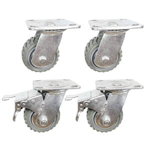 6 Inch Heavy Duty Swivel Casters 360 Degree Rotation 625lbs Load Capacity/Item Plate Swivel Hard Casters Non-Slip with Locking Brakes(2 with Brakes& 2 Without)
