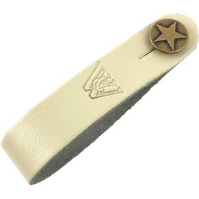 Walker And Williams AT-1-WHT Aged White Premium Thick Grain Leather Acoustic Guitar Strap Button Headstock Adaptor For Acoustic, Electric, And Bass Guitars