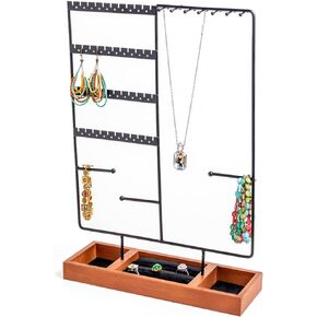 DAISY'S FINDINGS - Jewelry Holder Organizer Stand with drawer | Dresser Top Jewelry Organizer for Earrings, Necklaces, Bracelets, Rings, Watches... | White