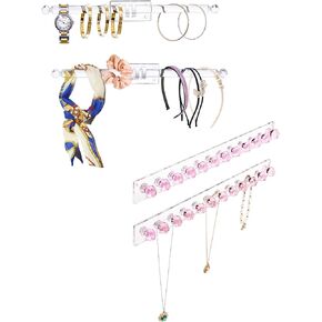 Heesch Necklace Holder, Headband Holder, Bracelet Holder, Acrylic Hanger for Necklaces, Bracelets, Watches, Headbands, Hair Ties