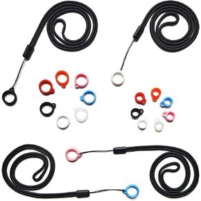 CYG&CL 32 Pcs Anti-Lost Necklace Lanyard Set Include 4 Neck Straps with 28 Silicone Rings, Pen Holder for Lanyard, Lanyard with String Loop for Chapstick Necklace, Women and Men