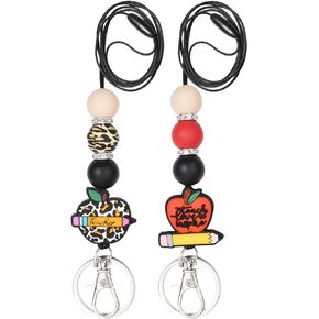 Breakaway Teacher Lanyard Cute Lanyards for Id Badges Silicone Beaded Lanyard Lightweight Lanyard