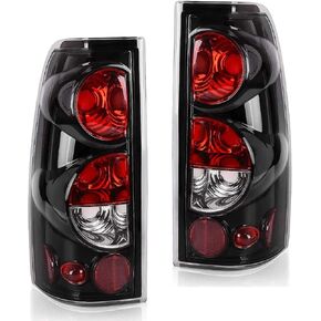 ROXX Full LED Tail Lights for 1999 2000 2001 2002 2003 2004 2005 2006 Chevy Silverado and 1999-2002 GMC Sierra 1500 Altezza, Tail Lights Rear Lamps Assembly Replacement(Matte Black/Red Lens)