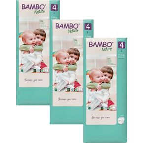 Bambo Nature Premium Baby Diapers - Green Bag, Size 4, 144 Count