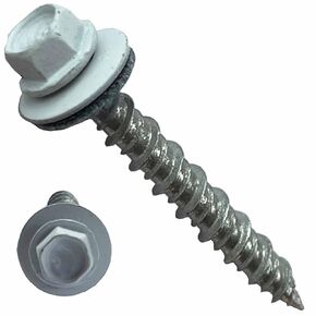 Metal Roofing Screws-#10 x 1.5" – Self Tapping Hex Head with EPDM Rubber Washer – for Metal to Wood, Corrugated Roofing, Siding, Sheds, Pancake Screw - ¼" Hex Drive Easy Installation - White